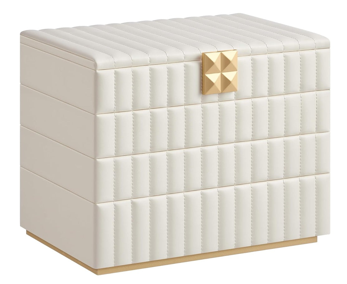 Songmics Κουτί Αποθήκευσης Κοσμημάτων με 4 Επίπεδα και Καθρέπτη - Cloud White - JBC181W01