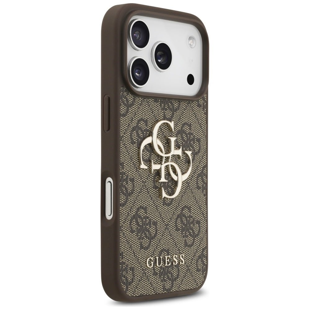 Guess iPhone 17 Pro - 4G Big Logo - Σκληρή Θήκη με Πλαίσιο Σιλικόνης και Επένδυση Συνθετικού Δέρματος - Brown - GUHCP17L4GMGBR