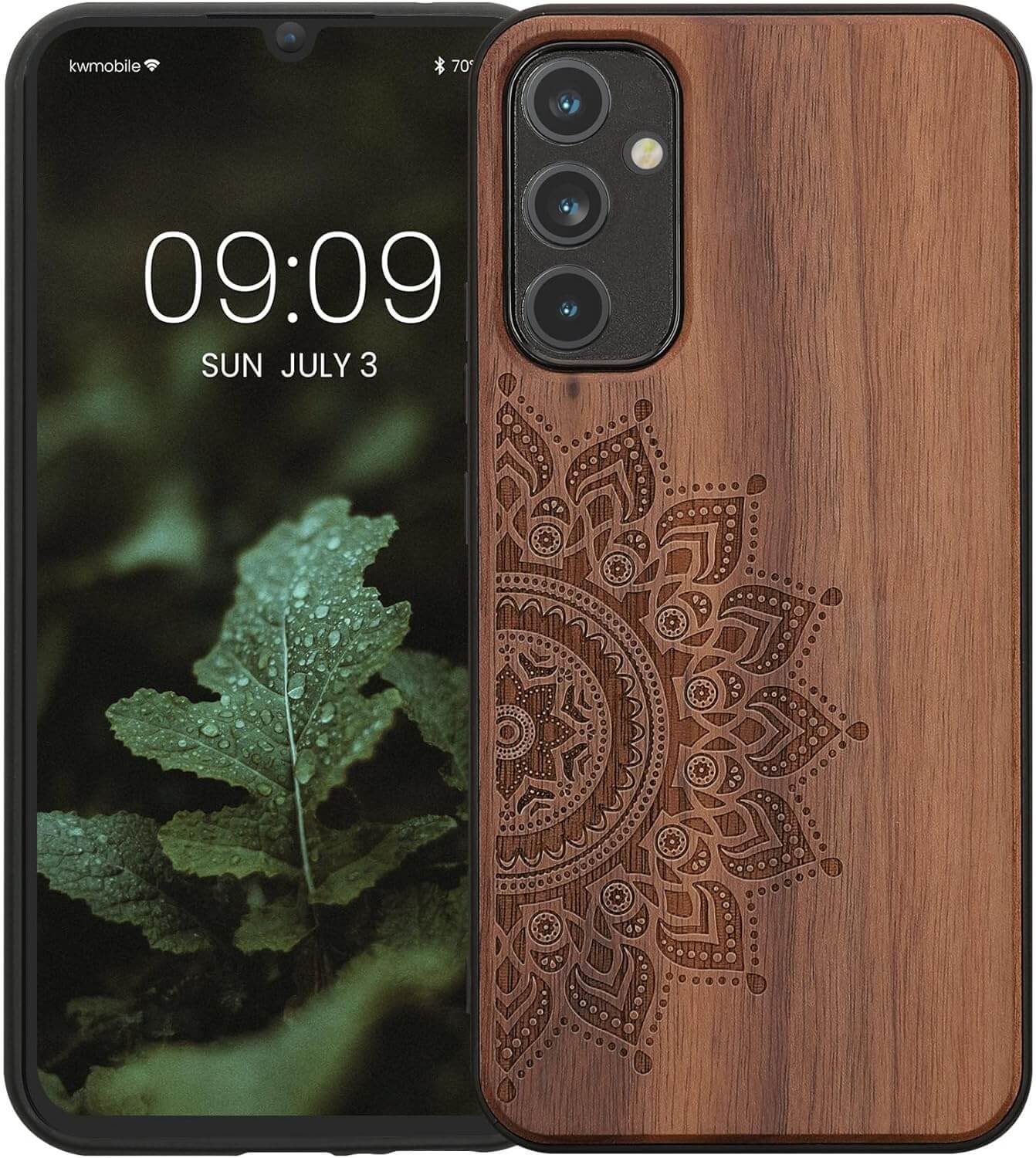 KW Samsung Galaxy A34 5G Θήκη από Φυσικό Ξύλο - Design Rising Sun - Dark Brown - 60813.02