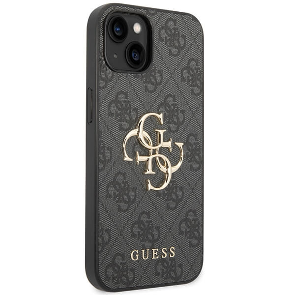 Guess iPhone 15 Plus / 14 Plus - 4G Big Metal Logo Θήκη με Επένδυση Συνθετικού Δέρματος - Grey - GUHCP15M4GMGGR