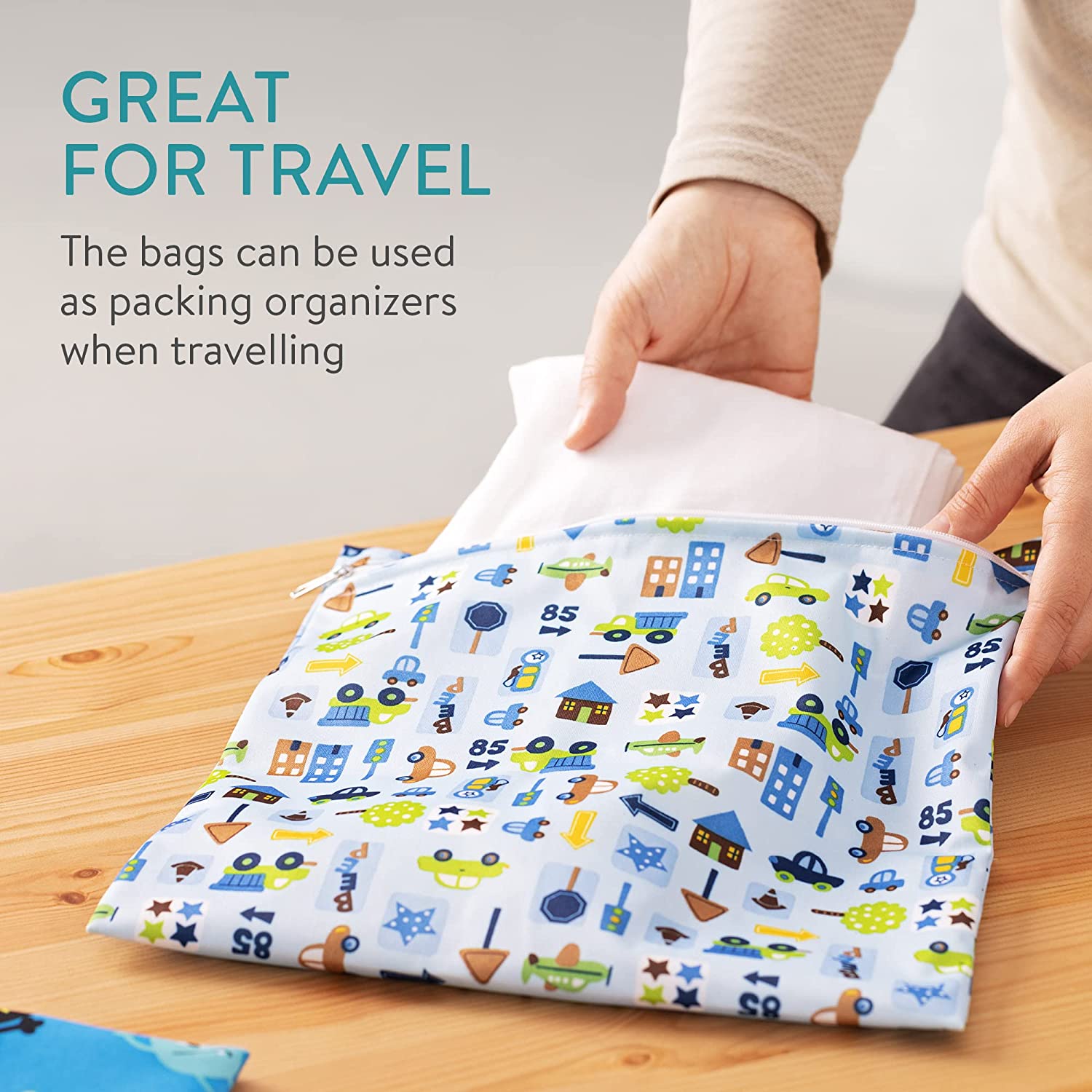 Navaris Σετ με 3 Τσάντες Αποθήκευσης για Πάνες - Design 3 - Blue - 56718.03