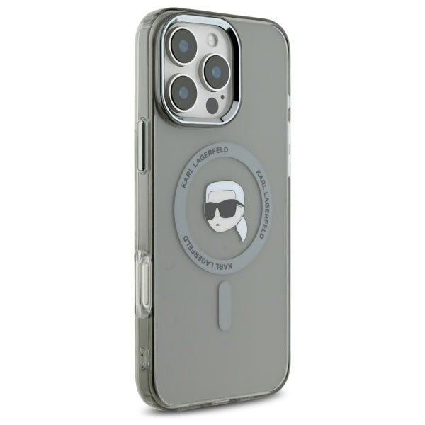 Karl Lagerfeld iPhone 16 Pro - IML Metal Karl Head Σκληρή Θήκη με Πλαίσιο Σιλικόνης και MagSafe - Black - KLHMP16LHLSKIK