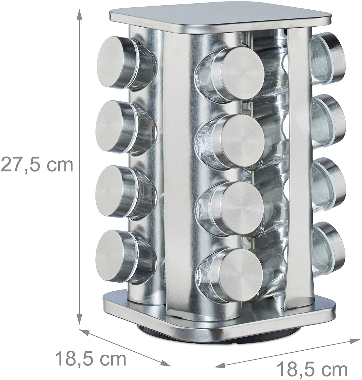 Relaxdays Καρουζέλ Μπαχαρικών με 16 Δοχεία - Silver - 4052025264598