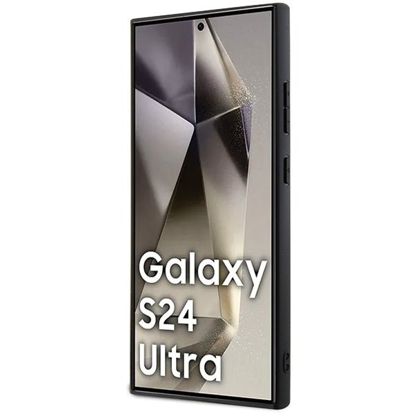 Karl Lagerfeld Samsung Galaxy S24 Ultra - Fixed Glitter Ikonik Logo Metal Pin - Σκληρή Θήκη με Πλαίσιο Σιλικόνης - Silver - KLHCS24LGCNPSG