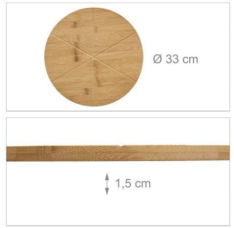 Relaxdays Σανίδα Κοπής και Σερβιρίσματος Πίτσας από Μπαμπού - Natural - 4052025202415