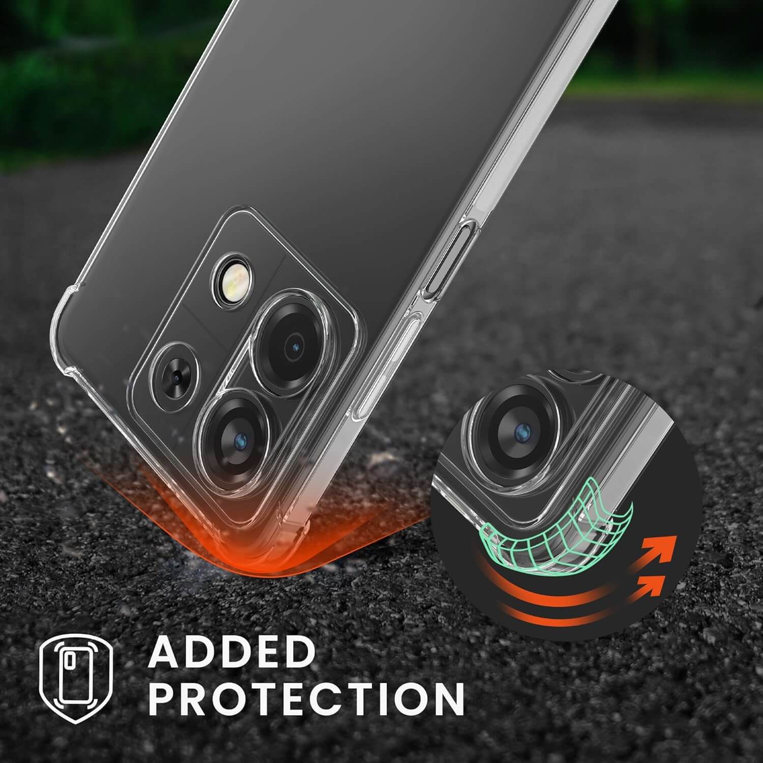 KW Xiaomi Redmi Note 13 5G Θήκη Σιλικόνης TPU με Λουράκι - Διάφανη / Black