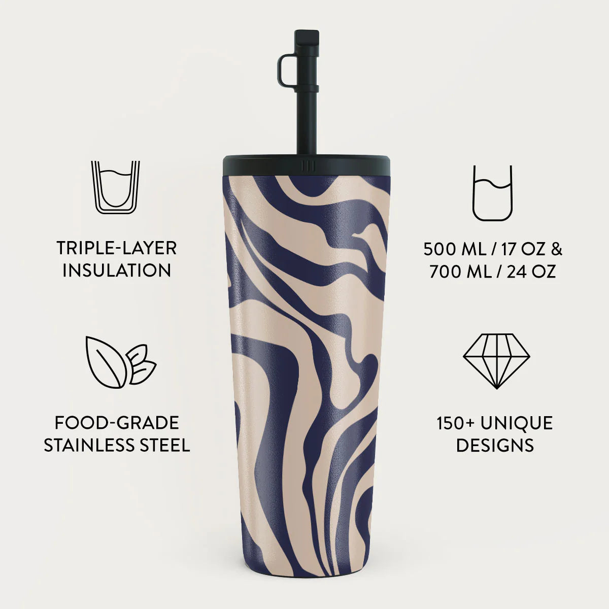 Burga Κούπα θερμός από Ανοξείδωτο Ατσάλι με καλαμάκι - 700ml - Vigilant