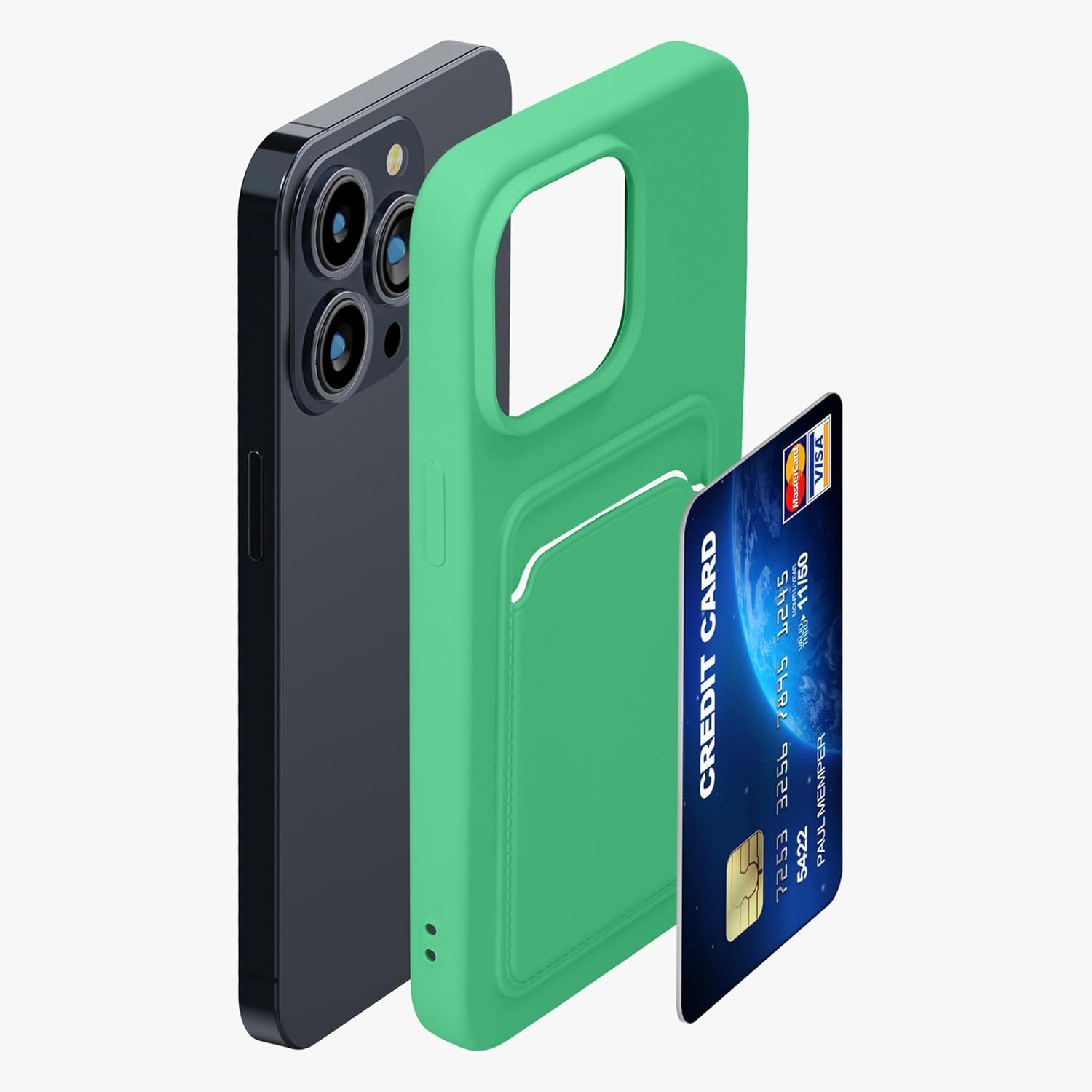 KW iPhone 15 Pro Max Θήκη Σιλικόνης TPU με Υποδοχή για Κάρτα - Lime Green