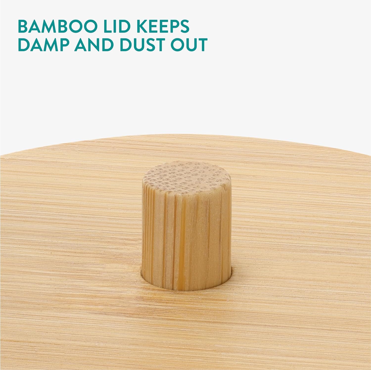 Navaris Σετ με 4 Πλαστικά Δοχεία Αποθήκευσης Αξεσουάρ Μπάνιου με Καπάκι από Μπαμπού - Διάφανα / Light Brown - 59140.02