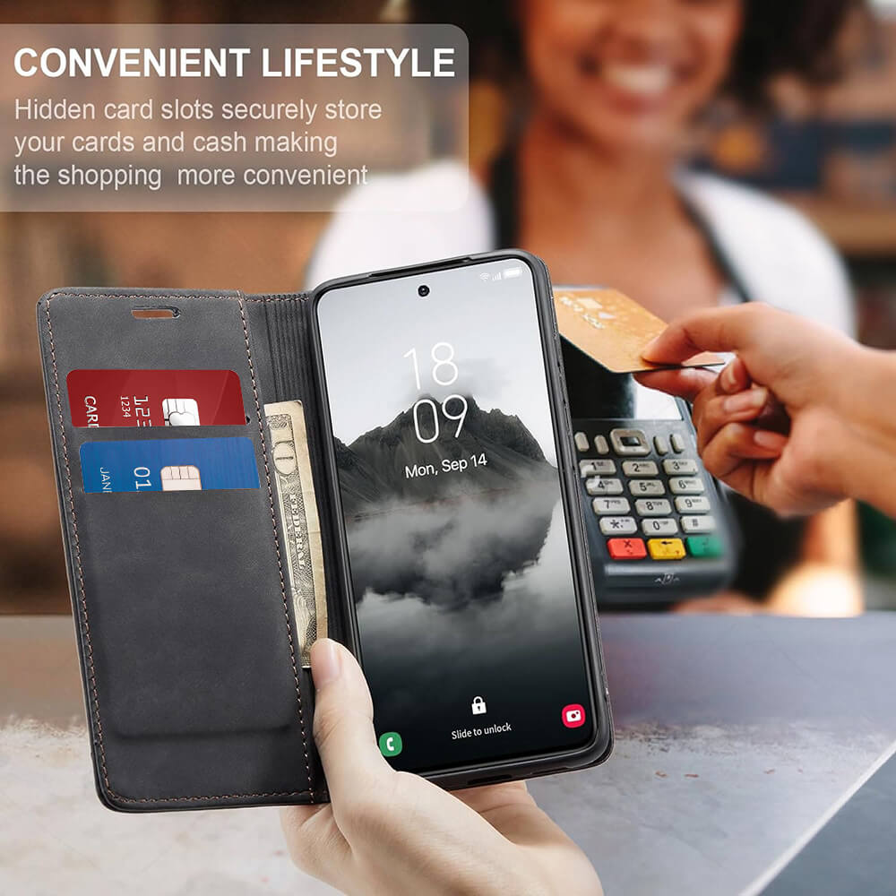 Techsuit Samsung Galaxy A56 5G - Confy Cover - Θήκη Πορτοφόλι από Δερματίνη με Stand - Black