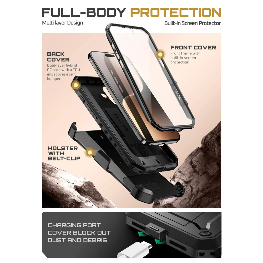 Supcase iPhone 17 - Unicorn Beetle Pro - Σκληρή Θήκη με Προστασία Οθόνης και Stand - Black