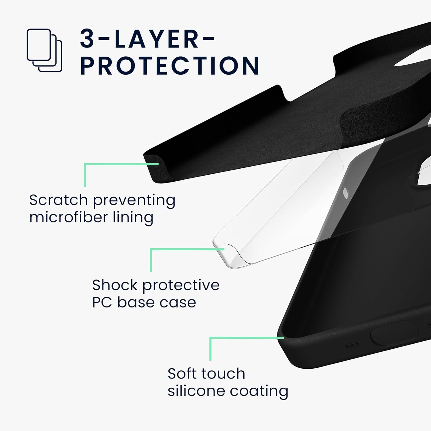 KW iPhone 16 Pro Max Θήκη Σιλικόνης Rubberized TPU - Black