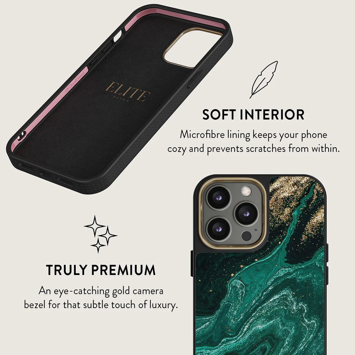 Burga iPhone 15 Pro Max Elite MagSafe Σκληρή Θήκη με MagSafe - Gold - Emerald Pool