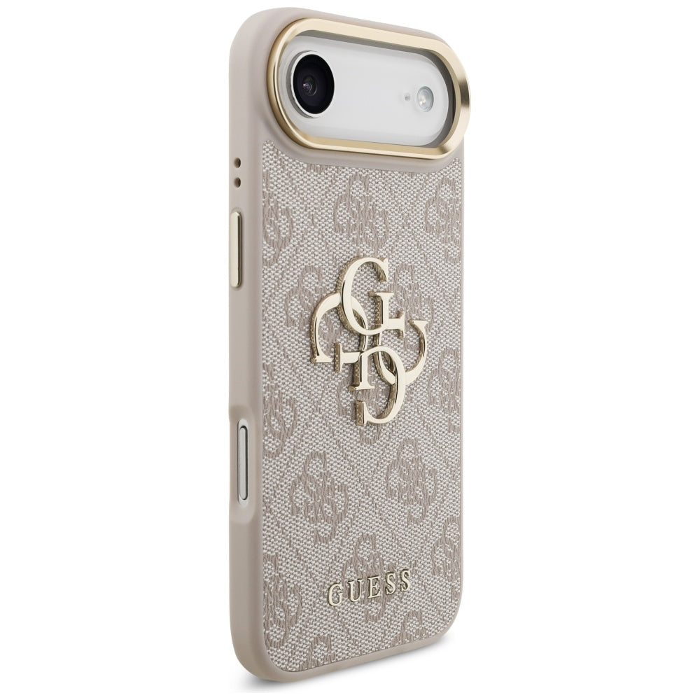 Guess iPhone Air - 4G Big 4G Classic Logo - Σκληρή Θήκη με Πλαίσιο Σιλικόνης και Επένδυση από Οικολογικό Δέρμα - Pink / Gold - GUHCP17M4GMGCPI