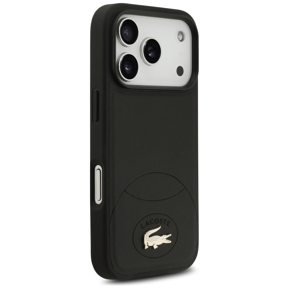 Lacoste iPhone 17 Pro - Bliss MagSafe - Σκληρή Θήκη με Πλαίσιο Σιλικόνης και Επένδυση Οικολογικού Δέρματος - Black