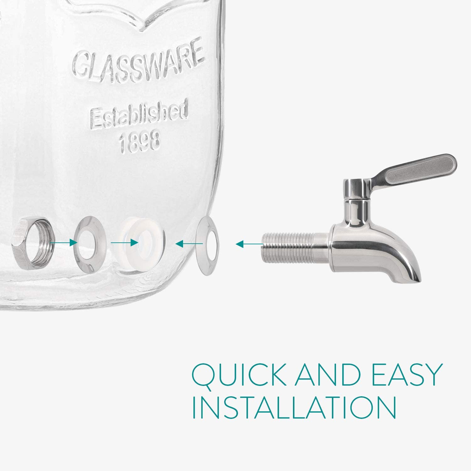 Navaris Γυάλινος Διανεμητής Ποτού με Ένθετα για Πάγο και Φρούτα - 4L - Clear - 52425.01