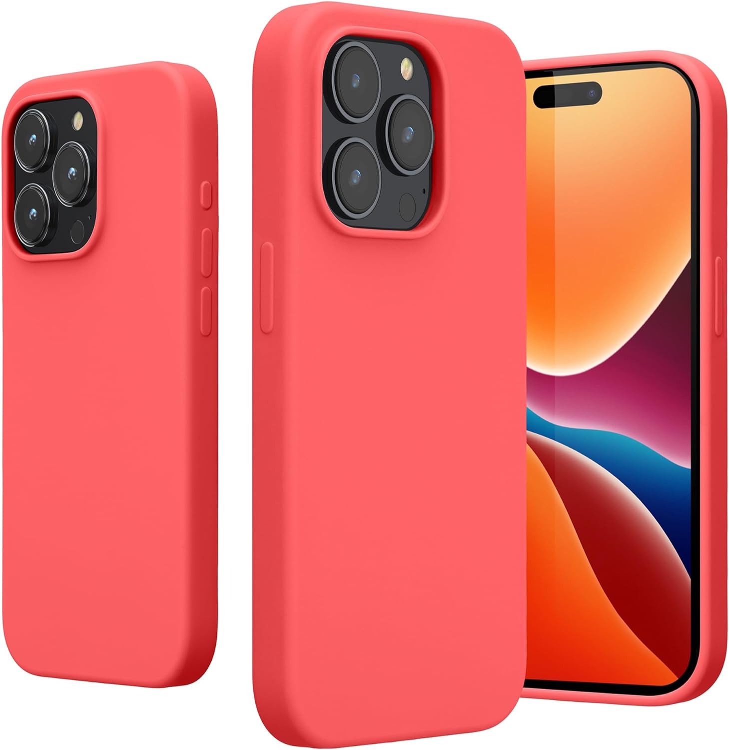 KW iPhone 15 Pro Max Θήκη Σιλικόνης Rubberized TPU - Neon Coral - 61956.103