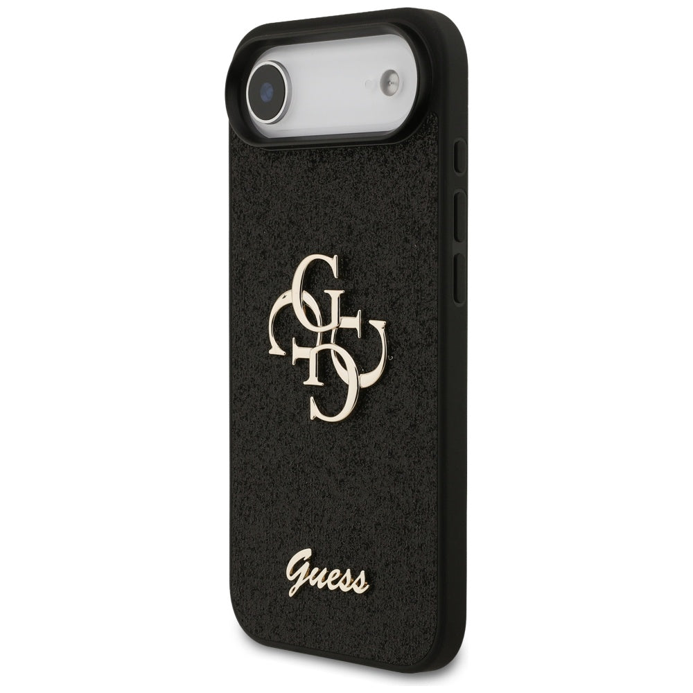Guess iPhone Air - Fixed Glitter Big 4G - Σκληρή Θήκη με Πλαίσιο Σιλικόνης - Black - GUHCP17MHG4SGK