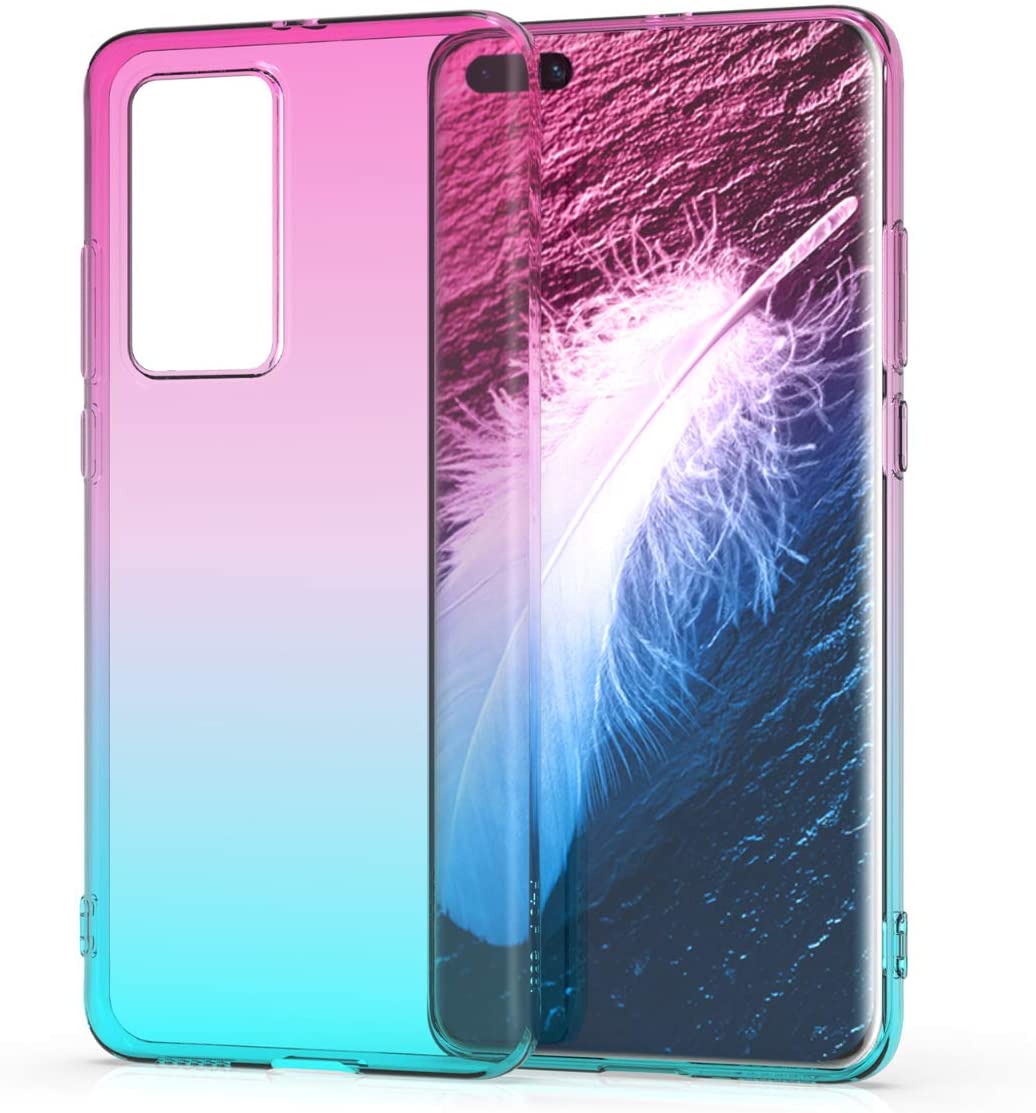 KW Huawei P40 Pro Θήκη Σιλικόνης TPU Design Two Colors - Dark Pink / Blue - Διάφανη - 51601.02