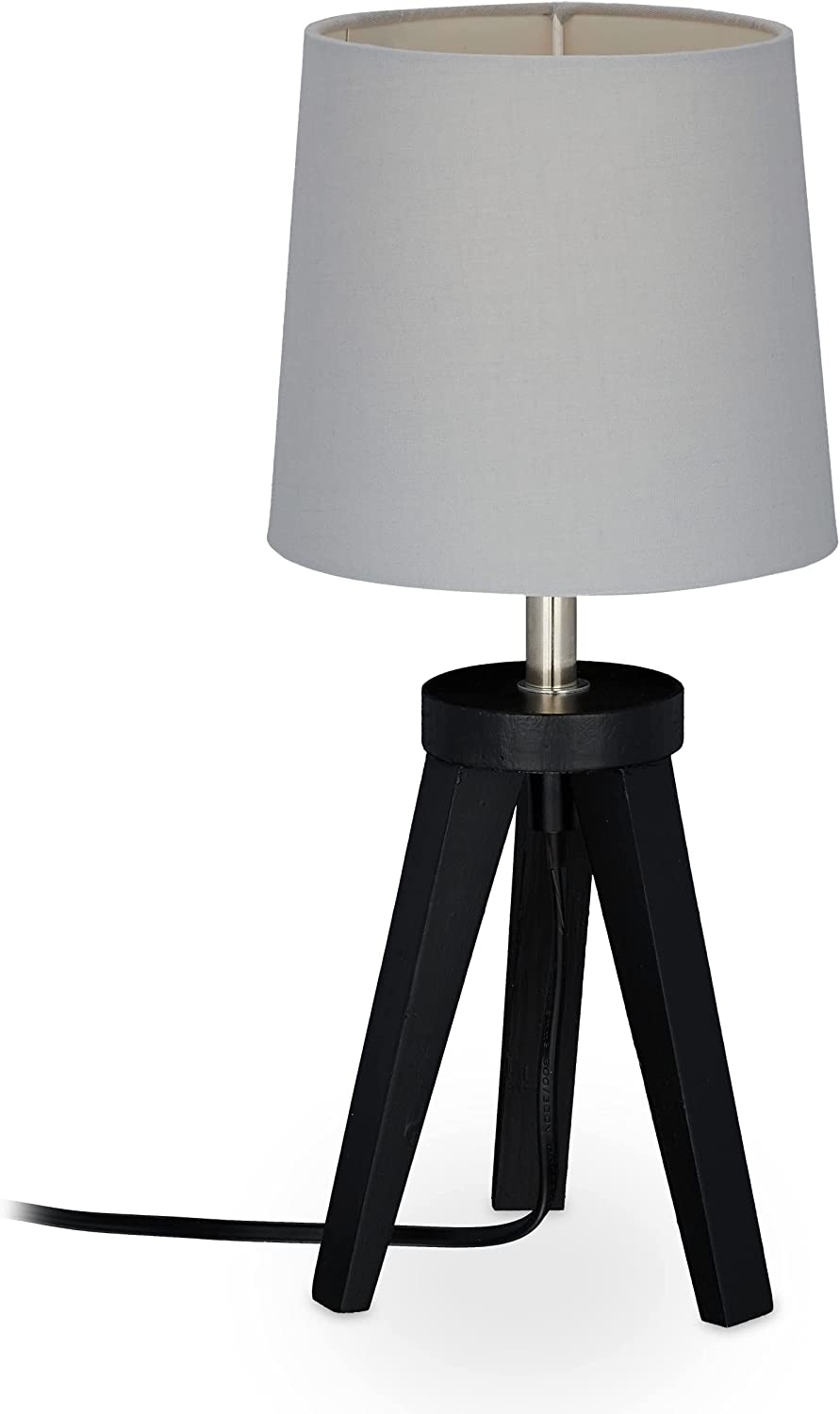 Relaxdays Φωτιστικό Τρίποδο από Φυσικό Ξύλο - Black / Grey - 4052025413507