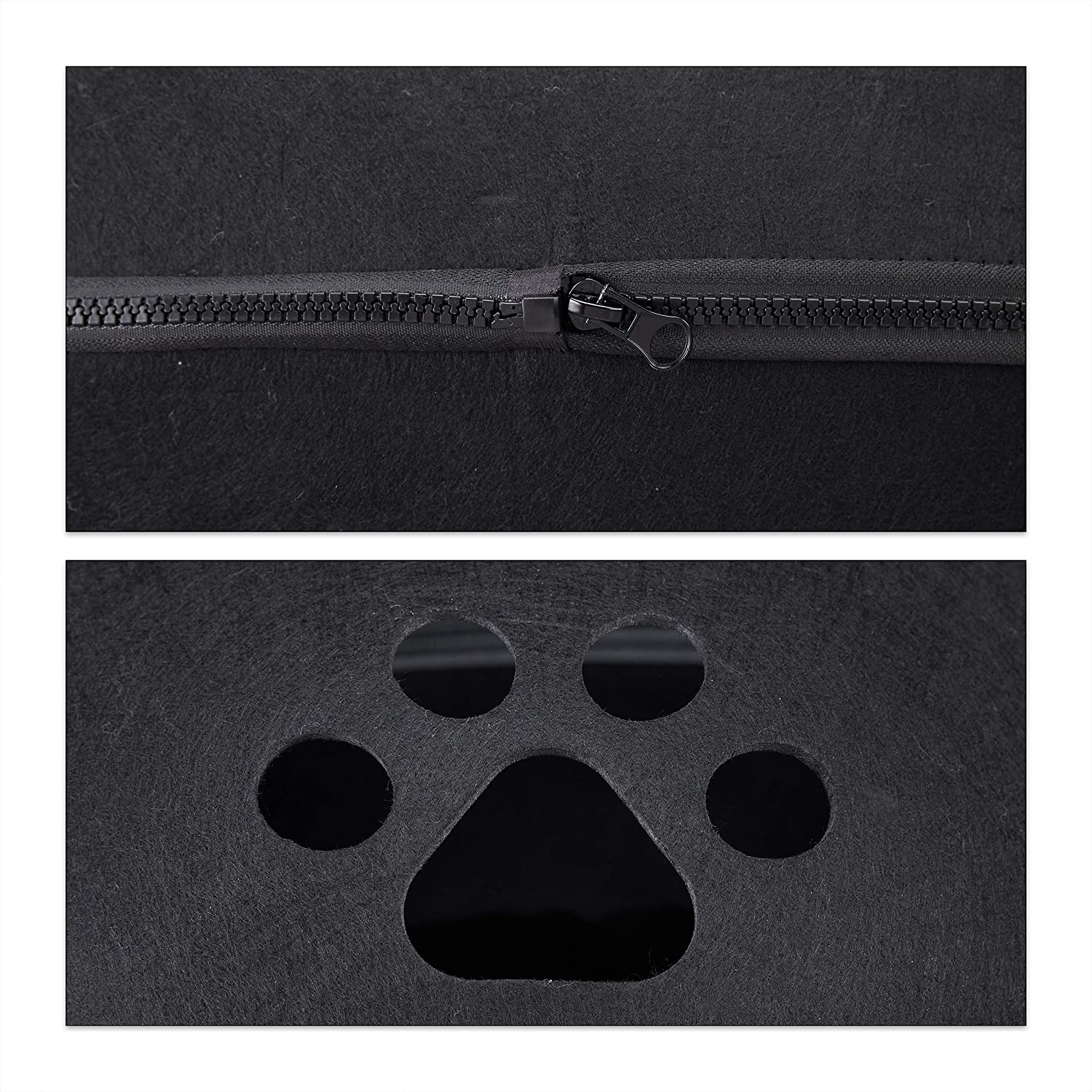 Relaxdays Σπηλιά από Τσόχα για Γάτες - 25 x 38 x 47 cm - Black - 4052025920180