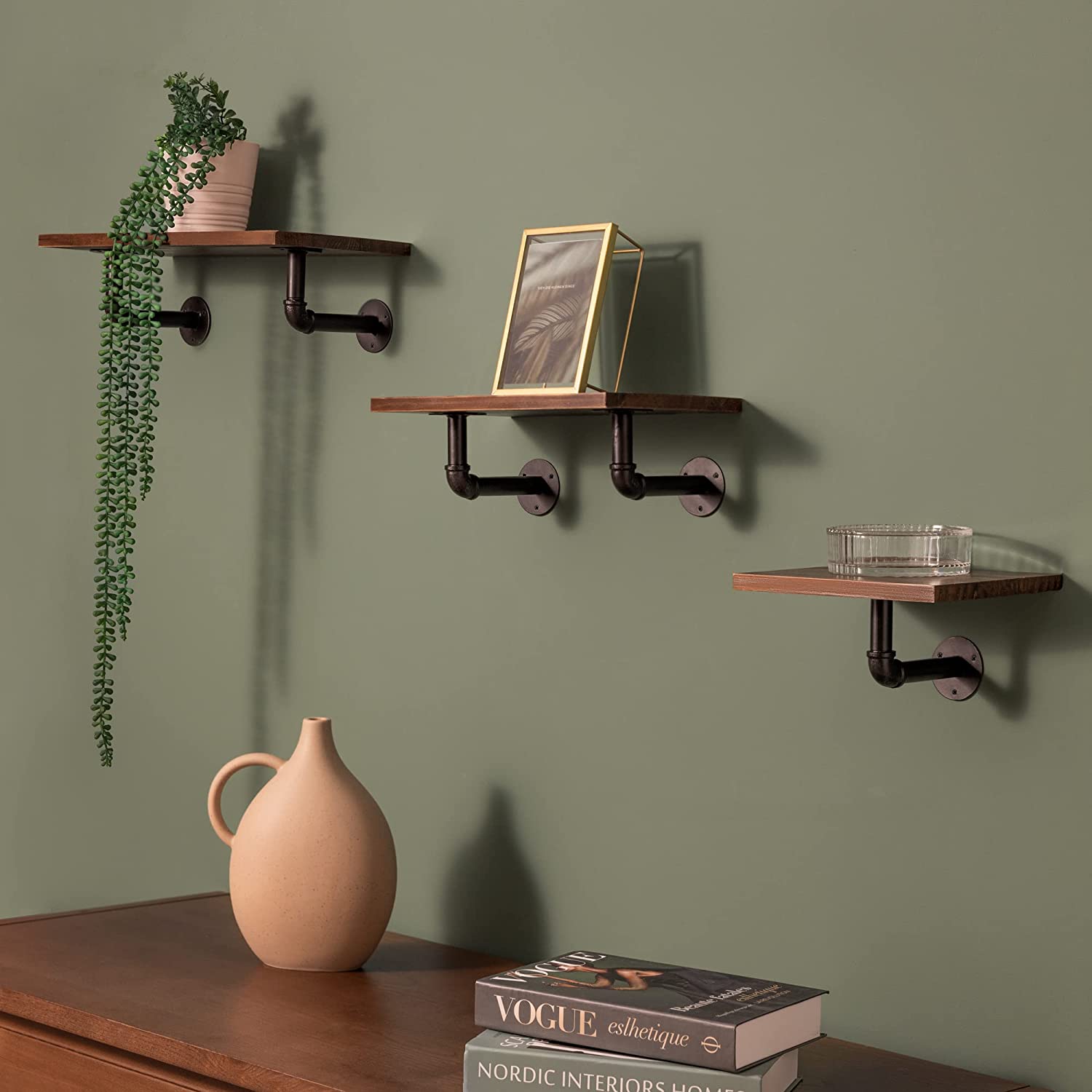 Navaris Σετ 3 Ράφια Διαφορετικού Μεγέθους με Βάση - Dark Brown - 50683.2.18