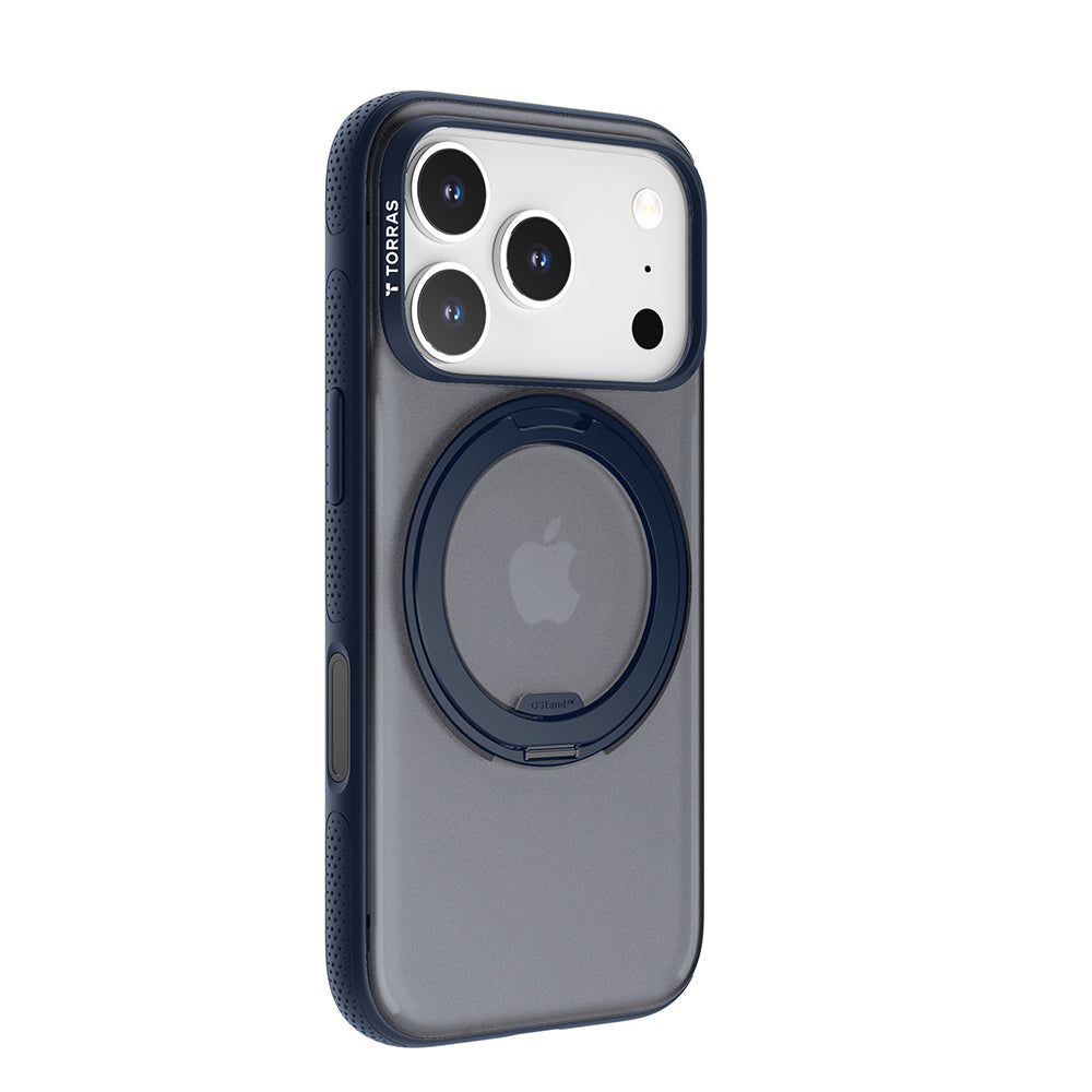 Torras iPhone 17 Pro Max - Σκληρή θήκη με Περιστρεφόμενο Stand / MagSafe - Ostand R Fitness Series - Navy Blue