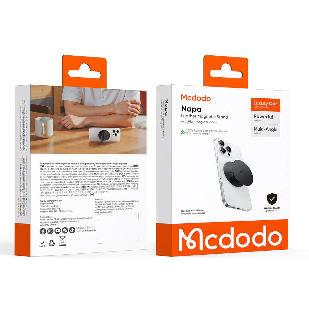 Mcdodo Μαγνητική Αναδιπλούμενη Βάση Στήριξης Κινητού / Δαχτυλίδι Συγκράτησης - MR-7910 - Black