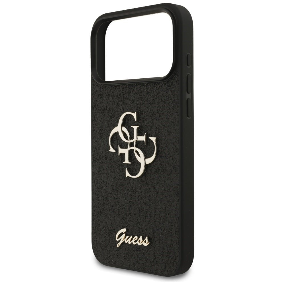Guess iPhone 17 Pro Max - Fixed Glitter Big 4G - Σκληρή Θήκη με Πλαίσιο Σιλικόνης - Black - GUHCP17XHG4SGK