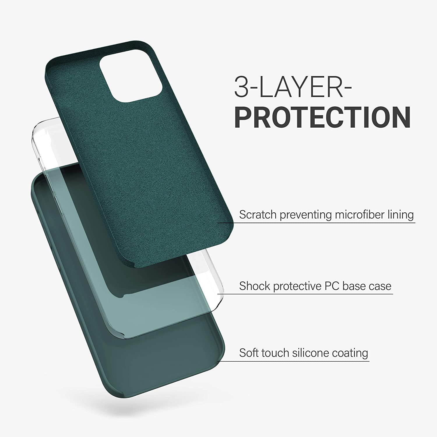 KW iPhone 12 / iPhone 12 Pro Θήκη Σιλικόνης Rubber TPU - Moss Green - 52641.169