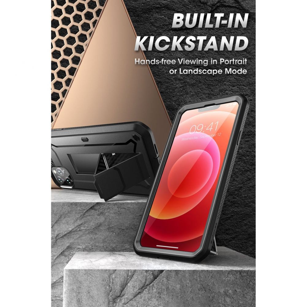 Supcase iPhone 13 Pro Unicorn Beetle Pro Σκληρή Θήκη με Προστασία Οθόνης και Stand - Black