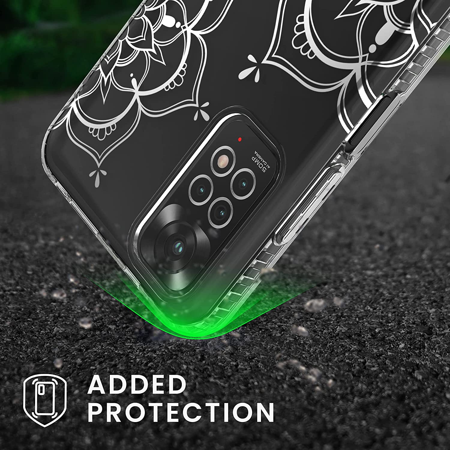 KW Xiaomi Redmi Note 11 / Redmi Note 11S Σκληρή Θήκη με Πλαίσιο Σιλικόνης - Design Flower Twins - Διάφανη - Silver - 57822.03