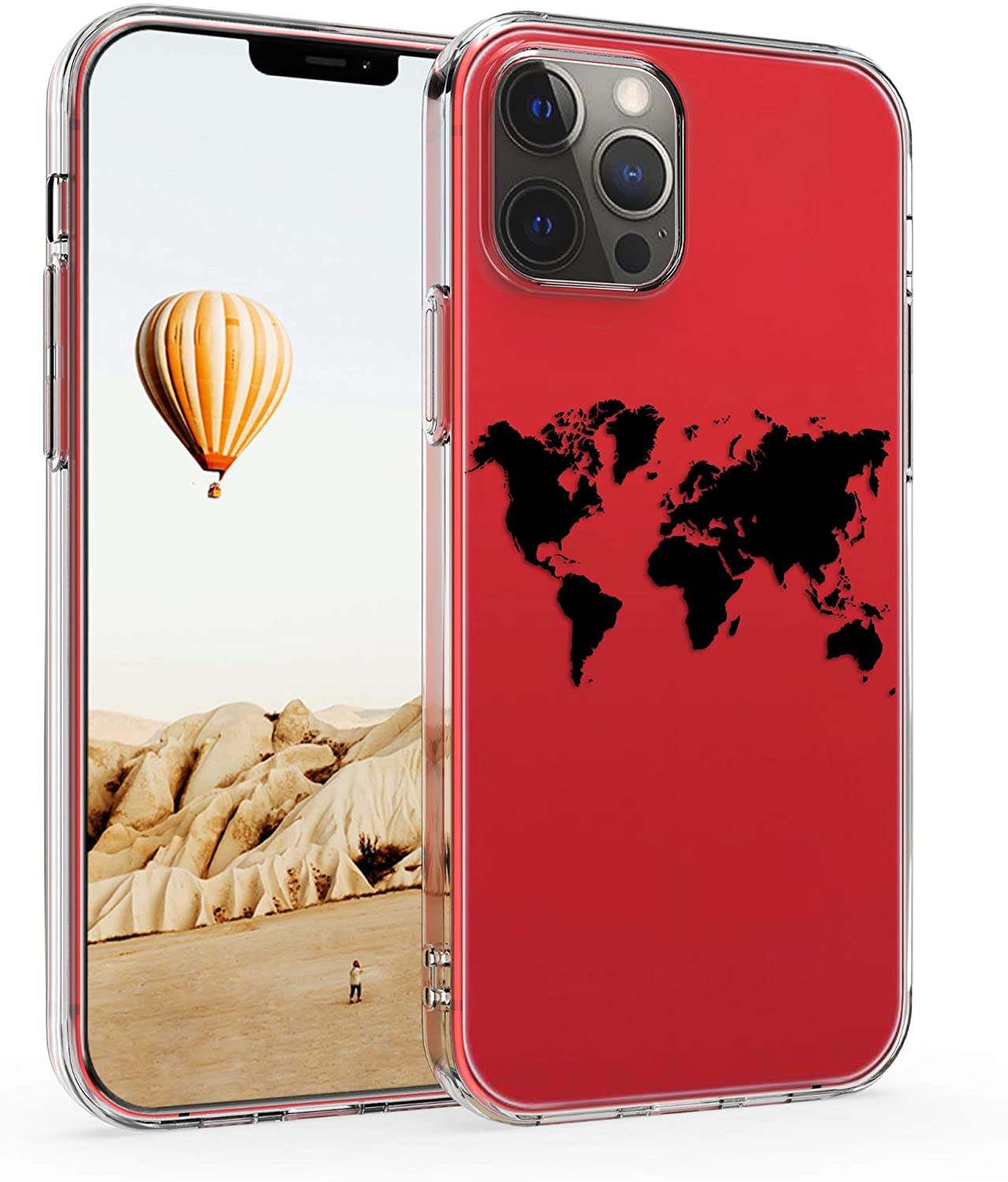 KW iPhone 12 Pro Max Θήκη Σιλικόνης TPU Design Travel Outline - Διάφανη / Black - 53041.01