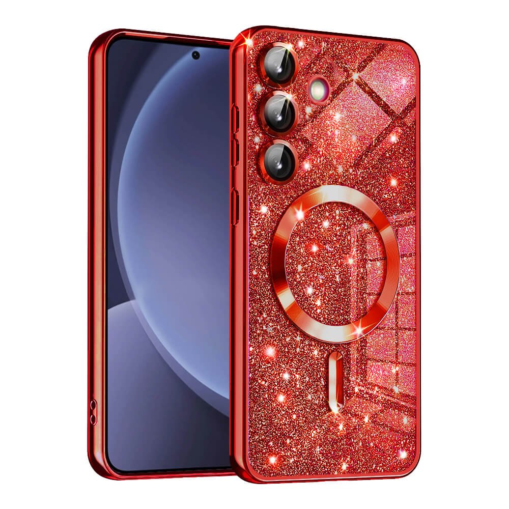Techsuit Samsung Galaxy S25 Plus - Luxury Glitter MagSafe - Θήκη Σιλικόνης - Red