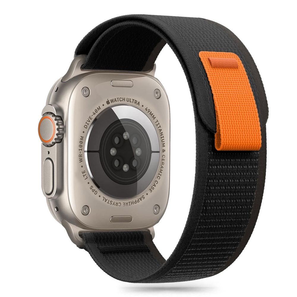 Tech - Protect Λουράκι Apple Watch 4/5/6/7/8/9/10/11 - SE (1/2/3) - ULTRA (1/2/3) - 44/45/46/49mm Nylon Stripe - Black / Orange