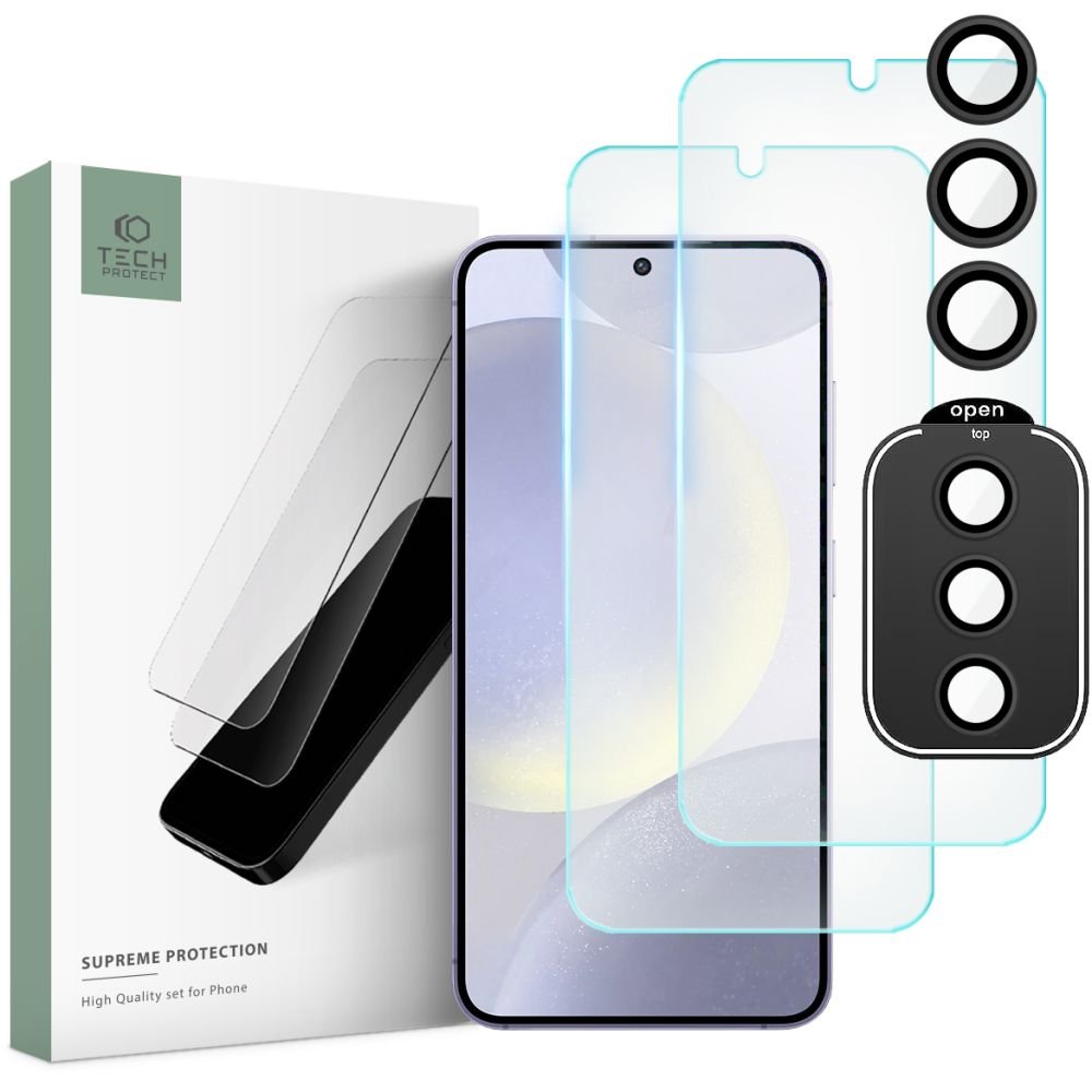 Tech - Protect Samsung Galaxy S24 Supreme Set - Σετ με 2 Tempered Glass Αντιχαρακτικά Γυαλιά Οθόνης και 1 Αντιχαρακτικό Γυαλί για την Κάμερα - Διάφανα