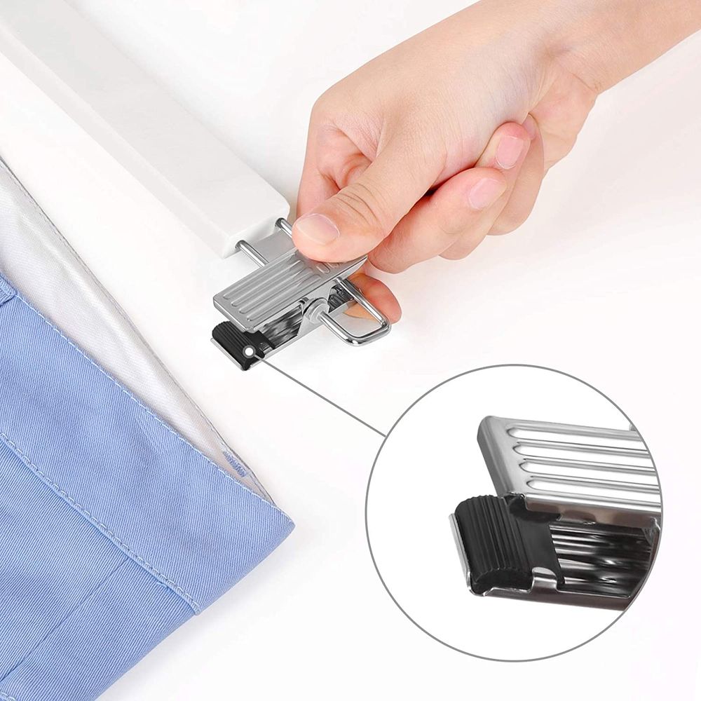 Songmics Σετ με 8 Ξύλινες Κρεμάστρες Παντελονιών με Pυθμιζόμενα Kλιπ - White - CRW009W01