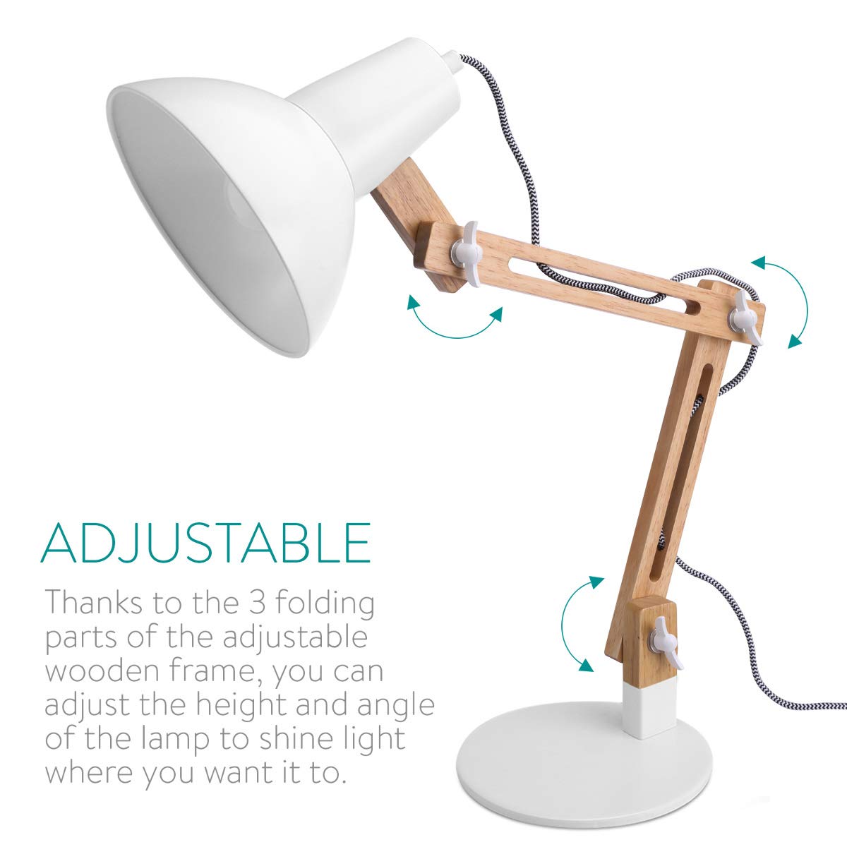 Navaris Wooden Desk Lamp Επιτραπέζιο Φωτιστικό από Ξύλο - Brown / White - 49125.02