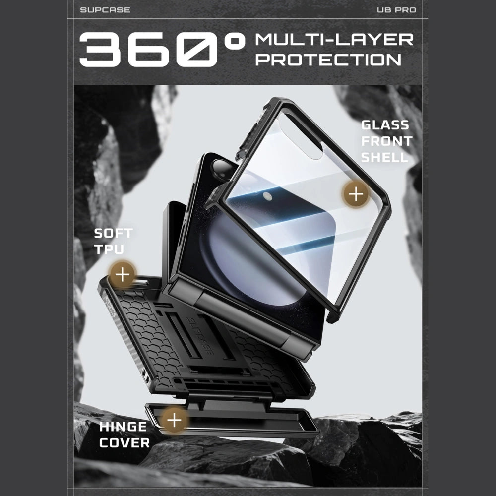 Supcase Samsung Galaxy Z Flip7 - Unicorn Beetle Pro - Σκληρή Θήκη με Προστασία Οθόνης και Stand - Black