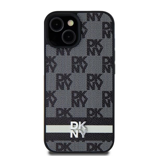 DKNY Samsung Galaxy S24 Ultra - Leather Checkered Mono Pattern and Printed Stripes - Σκληρή Θήκη με Επένδυση Συνθετικού Δέρματος - Black