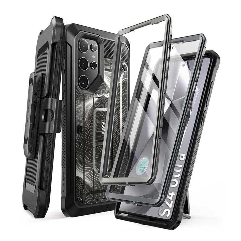 Supcase Samsung Galaxy S24 Ultra Unicorn Beetle Pro 2 Σκληρή Θήκη με Προστασία Οθόνης και Stand - Titan Gray