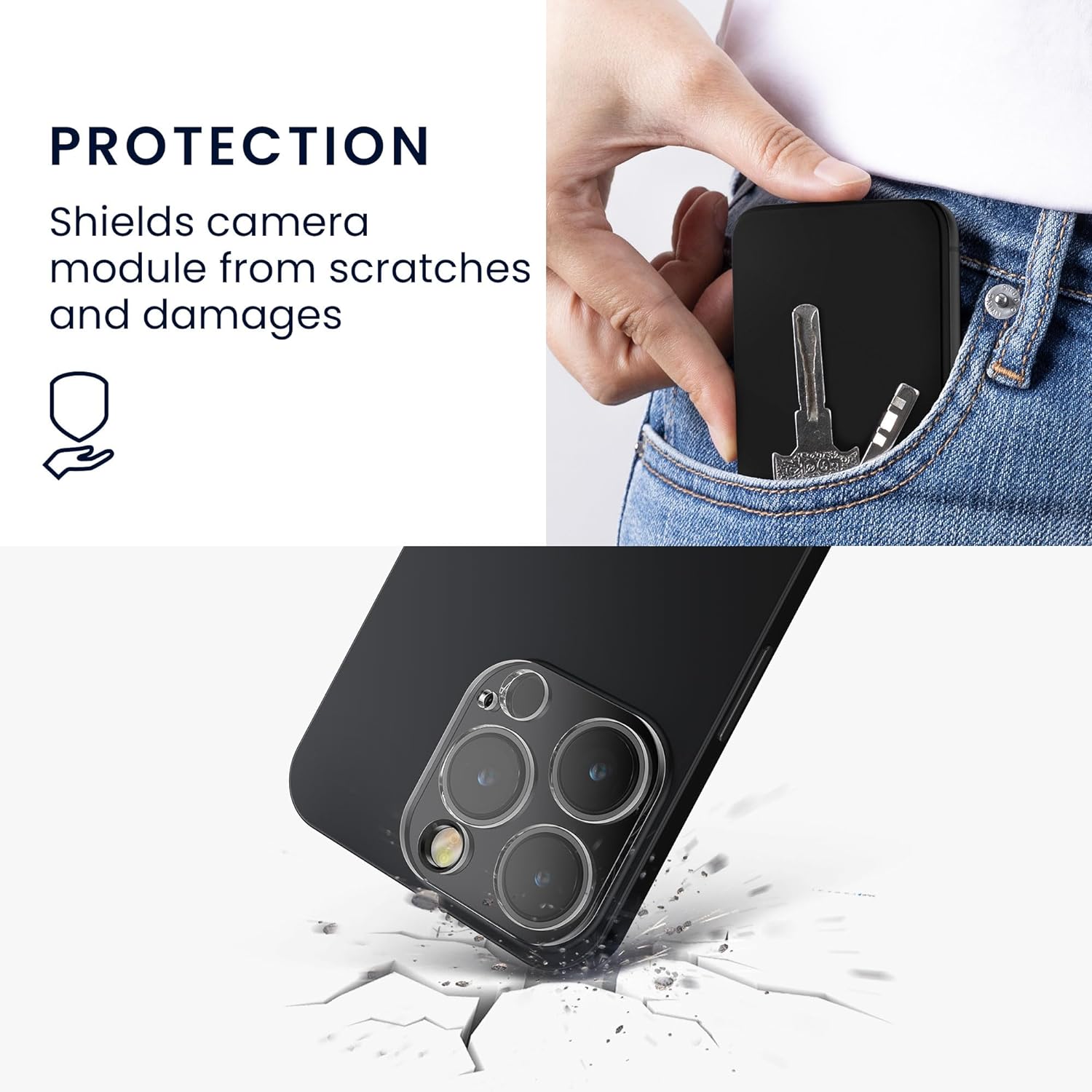 KW iPhone 15 Pro Real Glass Αντιχαρακτικό Γυαλί για την Κάμερα - 2 Τεμάχια - Διάφανα - 62004.1