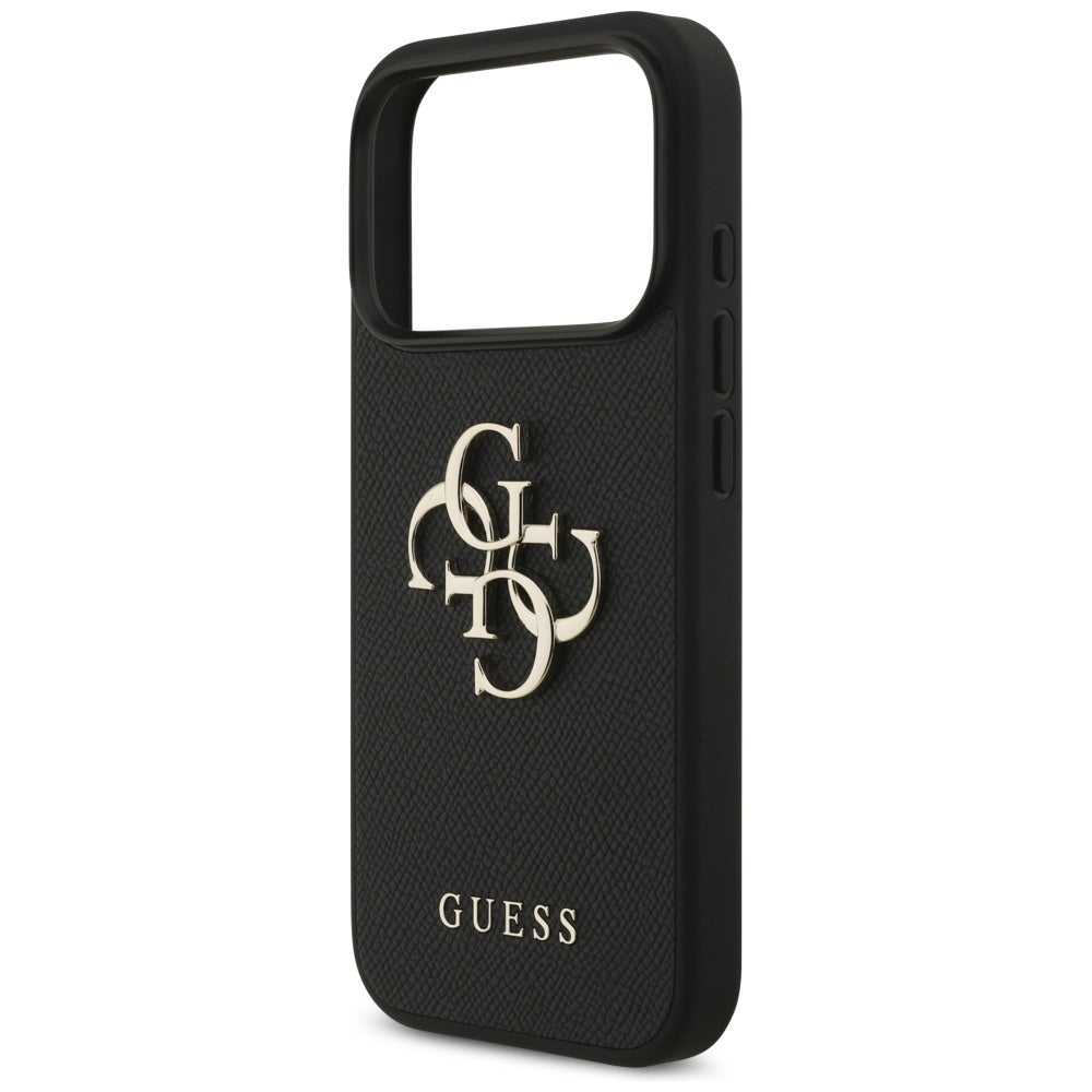 Guess iPhone 17 Pro - Grained Big 4G and Classic Logo - Σκληρή Θήκη με Επένδυση από Οικολογικό Δέρμα - Black - GUHCP17LPGT4MBK