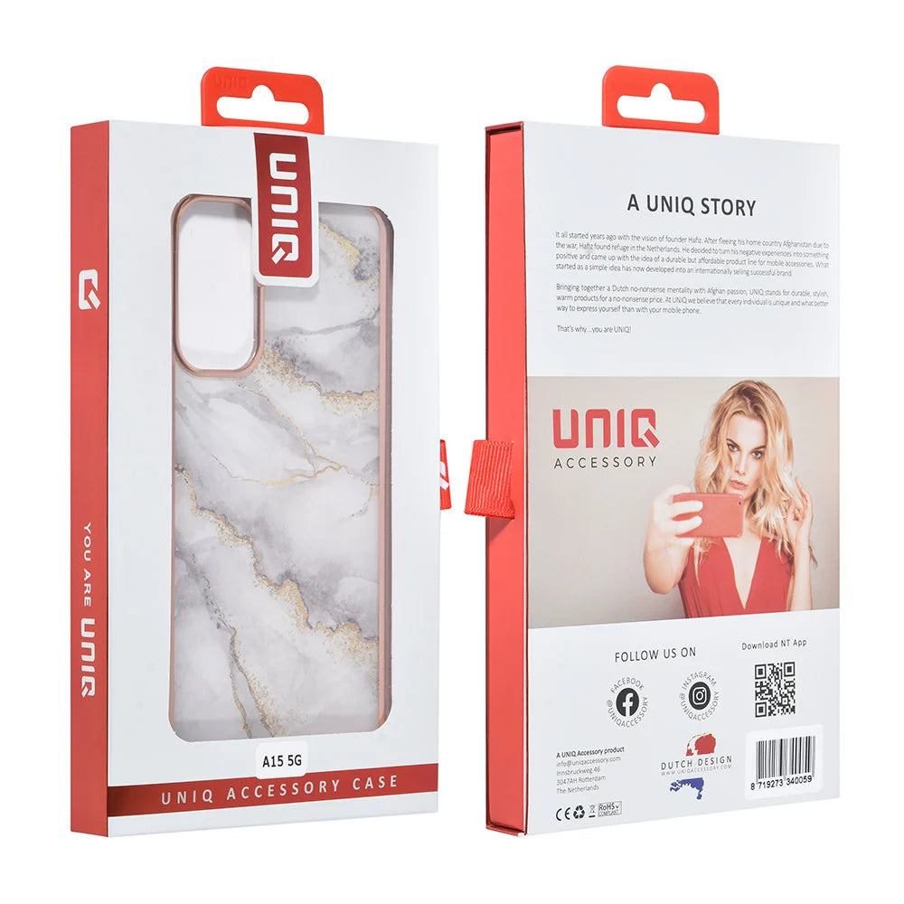 Tuniq Samsung Galaxy A15 4G / A15 5G - Σκληρή Θήκη με Πλαίσιο Σιλικόνης - Σχέδιο Μάρμαρο - Γκρί