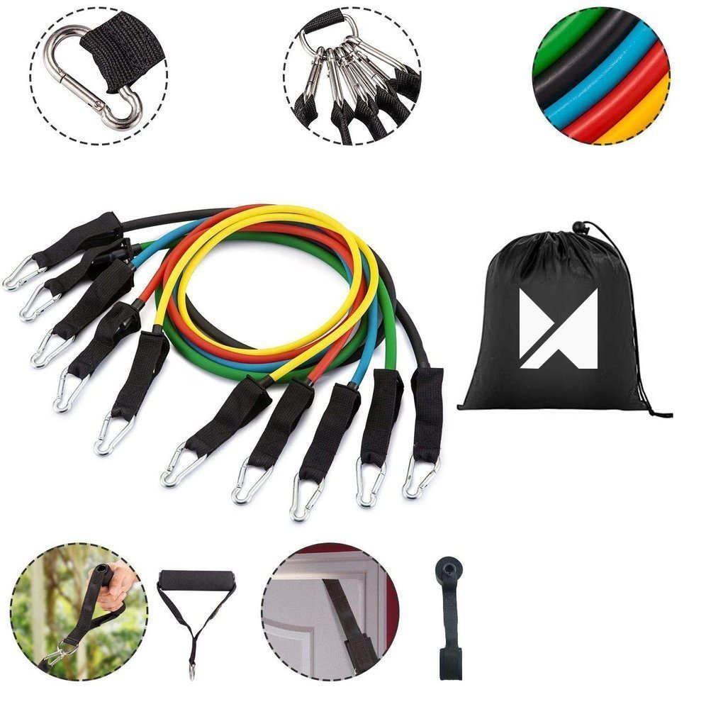 Wozinsky Resistance Bands Σετ 11 τεμαχίων με 5 Λάστιχα Γυμναστικής με χειρολαβή - WRTS5 - 01