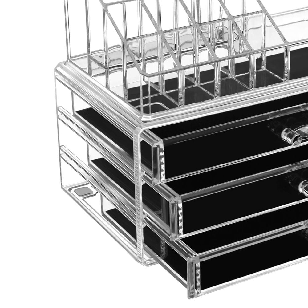 Songmics Ακρυλικός Οργανωτής Καλλυντικών με 3 Συρτάρια - 24 x 13.5 x 18.5 cm - Clear - JKA002TP