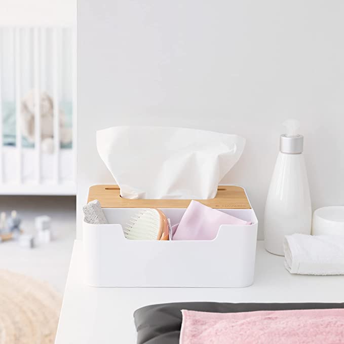 Navaris Βάση Αποθήκευσης για Χαρτομάντηλα με Θήκες - White / Brown - 54257.01