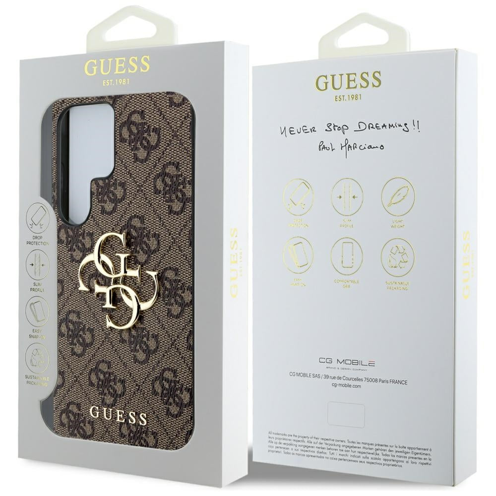 Guess Samsung Galaxy S25 Ultra - 4G Big Metal Logo - Θήκη με Επένδυση Συνθετικού Δέρματος - Brown - GUHCS25L4GMGBR