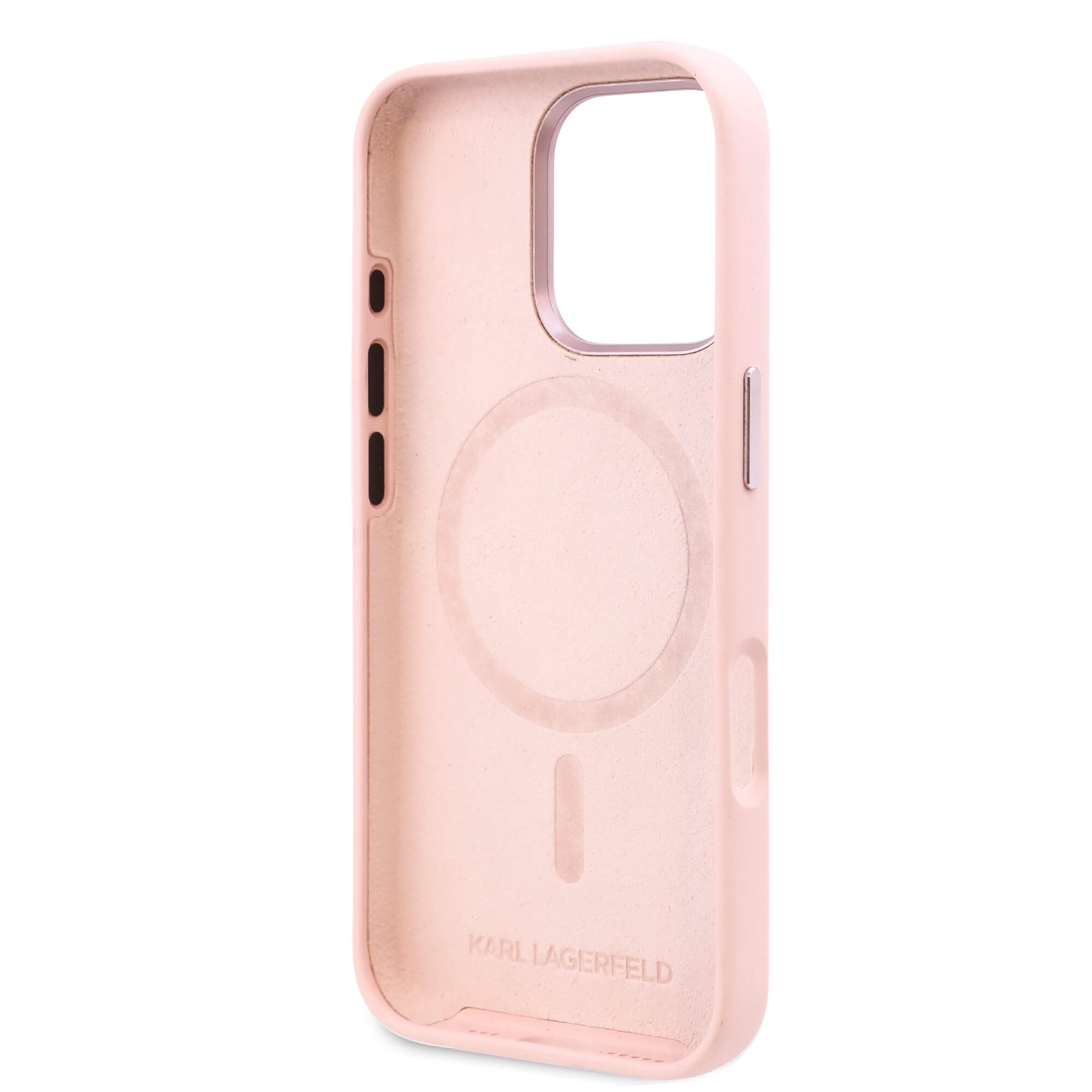 Karl Lagerfeld iPhone 16 - Silicone Shadow Metal Initial - MagSafe Θήκη Σιλικόνης - Pink - KLHMP16XSCMKMPCP