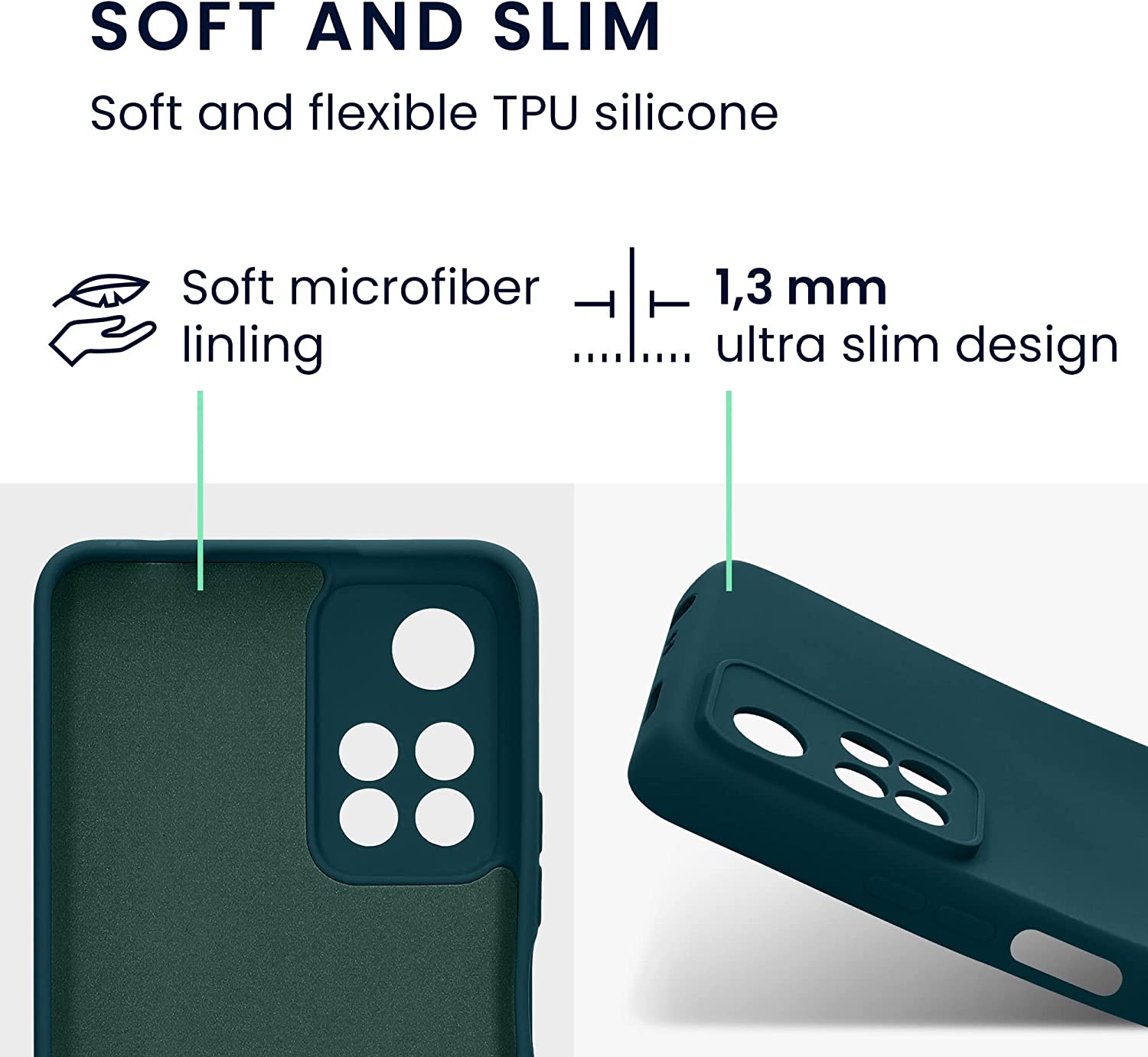 KW Xiaomi Redmi Note 11 Pro+ 5G Θήκη Σιλικόνης Rubberized TPU - Petrol Matte - 58097.57